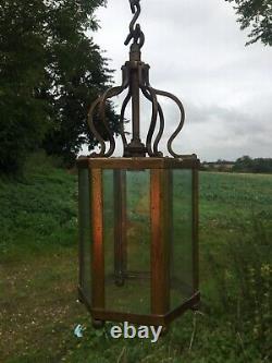 Antique French Brass And glass lantern