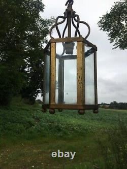 Antique French Brass And glass lantern