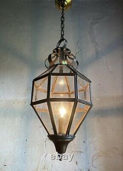 Antique French Lantern Ceiling Light c1920. Copper/Brass. In Excellent Condition