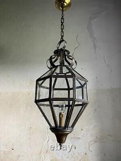 Antique French Lantern Ceiling Light c1920. Copper/Brass. In Excellent Condition