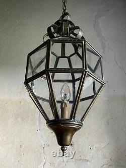 Antique French Lantern Ceiling Light c1920. Copper/Brass. In Excellent Condition