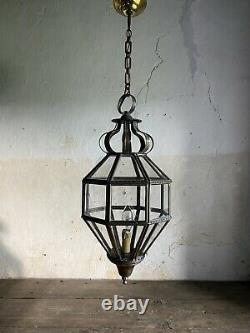 Antique French Lantern Ceiling Light c1920. Copper/Brass. In Excellent Condition