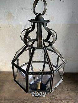 Antique French Lantern Ceiling Light c1920. Copper/Brass. In Excellent Condition