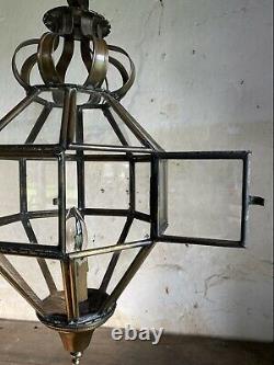 Antique French Lantern Ceiling Light c1920. Copper/Brass. In Excellent Condition