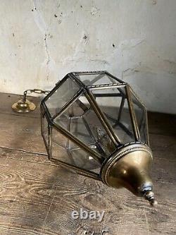 Antique French Lantern Ceiling Light c1920. Copper/Brass. In Excellent Condition