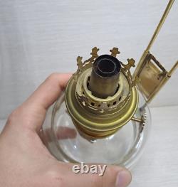 Antique French Pigeon Brass Glass Oil Lamp Hanging Filament Vintage Lantern Fuel