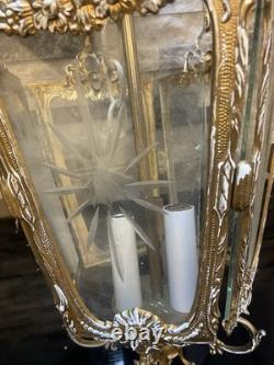 Antique French Rococo Revival Victorian Ornate Hanging Pendant Lantern Lamp