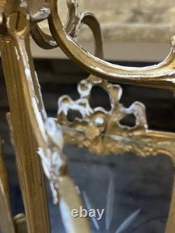Antique French Rococo Revival Victorian Ornate Hanging Pendant Lantern Lamp