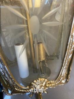 Antique French Rococo Revival Victorian Ornate Hanging Pendant Lantern Lamp