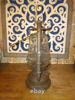 Antique Frowo No. 435 WW2 Lantern & Original Clear Embossed Globe Made in Germany