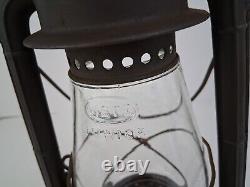 Antique German Iron Junior Dietz N. Y USA WithOriginal Globe No 5 Kerosene Lamp Vtg