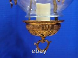 Antique Glass Globe Hanging Lantern with Brass Pulley System