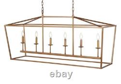 Antique Gold Chandelier Pendant Light Vintage Lantern Style Open Frame Design