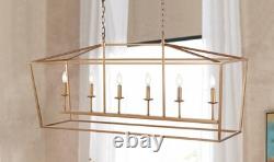 Antique Gold Chandelier Pendant Light Vintage Lantern Style Open Frame Design
