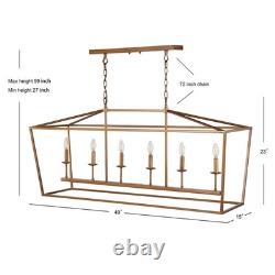 Antique Gold Chandelier Pendant Light Vintage Lantern Style Open Frame Design