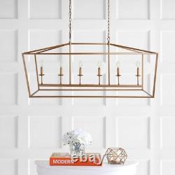 Antique Gold Chandelier Pendant Light Vintage Lantern Style Open Frame Design