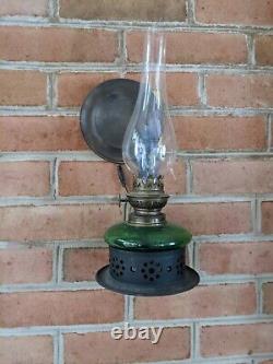 Antique Green glass wall Sconce Electric Wired oil lantern set of 2 with chimney