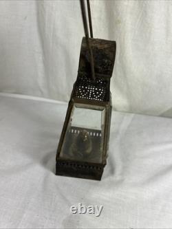 Antique HOLMES BOOTH & HAYDENS Handmade TIN & BEVELED GLASS SKATER'S LANTERN