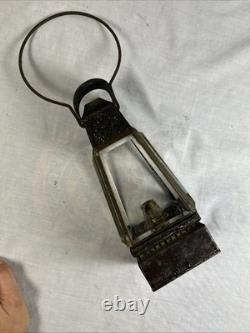 Antique HOLMES BOOTH & HAYDENS Handmade TIN & BEVELED GLASS SKATER'S LANTERN