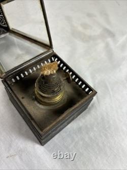 Antique HOLMES BOOTH & HAYDENS Handmade TIN & BEVELED GLASS SKATER'S LANTERN
