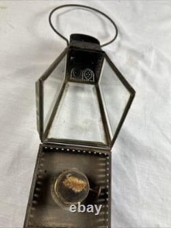 Antique HOLMES BOOTH & HAYDENS Handmade TIN & BEVELED GLASS SKATER'S LANTERN
