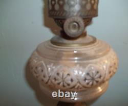 Antique HP Dragon Fly Glass Oil Kerosene Lamp Complete With Grand Burner & Wick