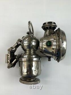 Antique Haeckel Germany Brass Nickel Plated Carbide Bicycle Lamp
