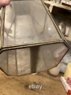 Antique Hall Lantern Or Porch Lantern Tin And Glass