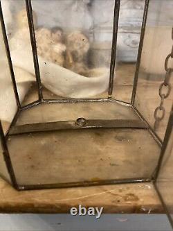 Antique Hall Lantern Or Porch Lantern Tin And Glass