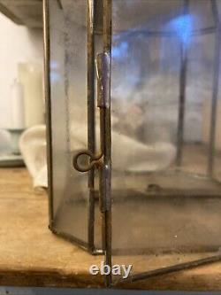 Antique Hall Lantern Or Porch Lantern Tin And Glass