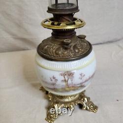 Antique Hand Painted Gone With The Wind Oil Lamp