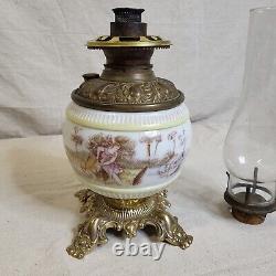 Antique Hand Painted Gone With The Wind Oil Lamp