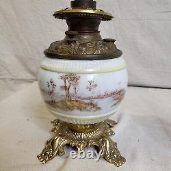 Antique Hand Painted Gone With The Wind Oil Lamp