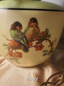 Antique Hanging Love Birds/red Birds Frosted Lighed Lamp