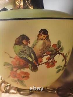 Antique Hanging Love Birds/red Birds Frosted Lighed Lamp