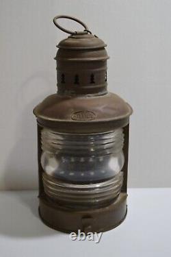 Antique Helvig's Nautical Lamp Maritime Danish Marine Lantern Vintage Metal