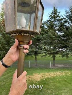 Antique Horse Carriage Kerosene Oil Lamp Brass & Glass Eagle Bird Salvaged Torch