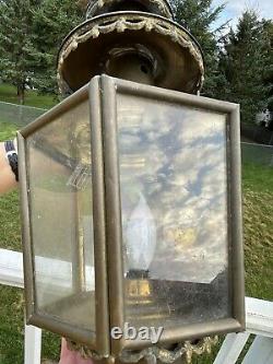 Antique Horse Carriage Kerosene Oil Lamp Brass & Glass Eagle Bird Salvaged Torch