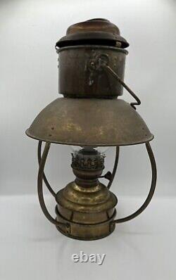 Antique Ideal Brenner 20 Brass Nautical Hanging Ship Kerosene/Oil Lamp Lantern