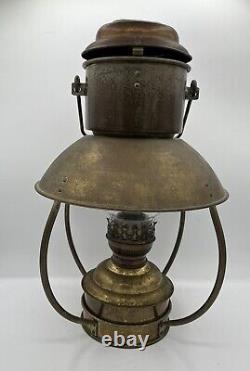 Antique Ideal Brenner 20 Brass Nautical Hanging Ship Kerosene/Oil Lamp Lantern
