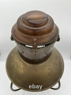 Antique Ideal Brenner 20 Brass Nautical Hanging Ship Kerosene/Oil Lamp Lantern