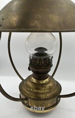 Antique Ideal Brenner 20 Brass Nautical Hanging Ship Kerosene/Oil Lamp Lantern