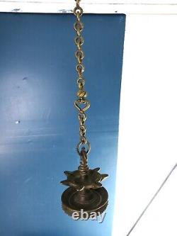 Antique Indian Hindu Brass Hanging Oil Diya Lamp