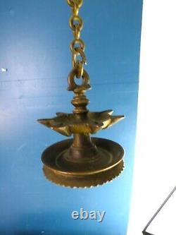 Antique Indian Hindu Brass Hanging Oil Diya Lamp