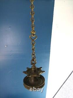 Antique Indian Hindu Brass Hanging Oil Diya Lamp