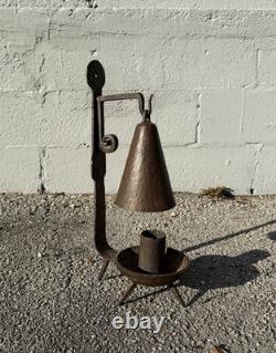 Antique Iron Blacksmith Hammered Candle Lantern Smoke Bell Footed Arts & Crafts