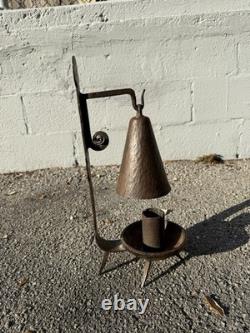 Antique Iron Blacksmith Hammered Candle Lantern Smoke Bell Footed Arts & Crafts