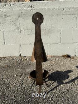 Antique Iron Blacksmith Hammered Candle Lantern Smoke Bell Footed Arts & Crafts