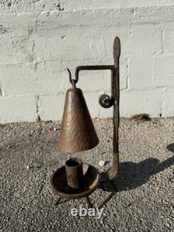 Antique Iron Blacksmith Hammered Candle Lantern Smoke Bell Footed Arts & Crafts