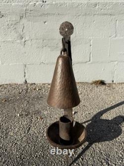Antique Iron Blacksmith Hammered Candle Lantern Smoke Bell Footed Arts & Crafts